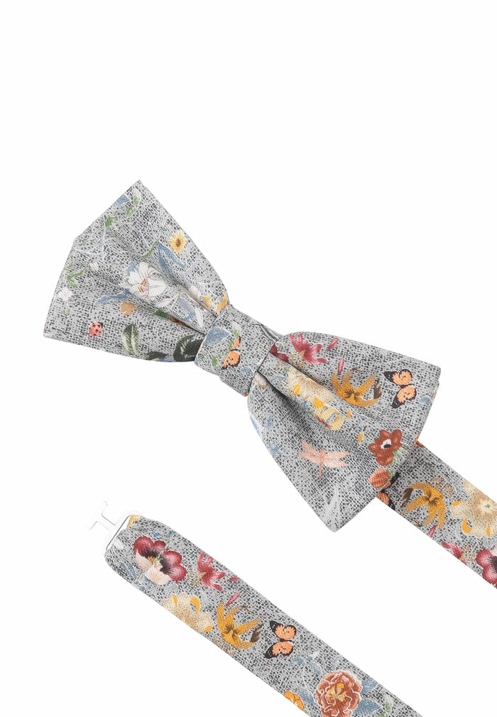 Fliege Einstecktuch Set Herren aus Seide & Baumwolle – Blumenmuster