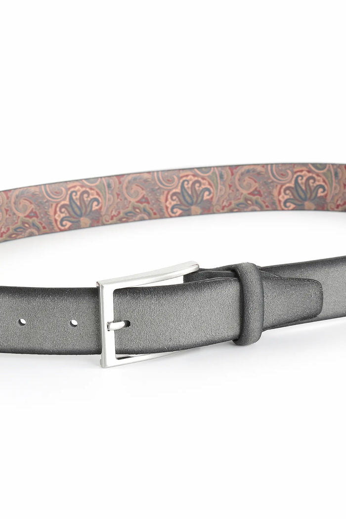 Veloursledergürtel für Herren 3,5 cm – Paisley-Innenseite