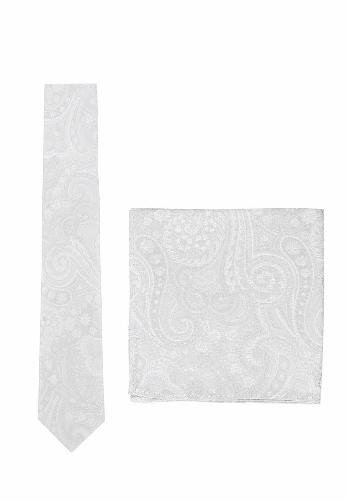 Hochzeitskrawatte Einstecktuch Set Herren aus Seide – Paisley