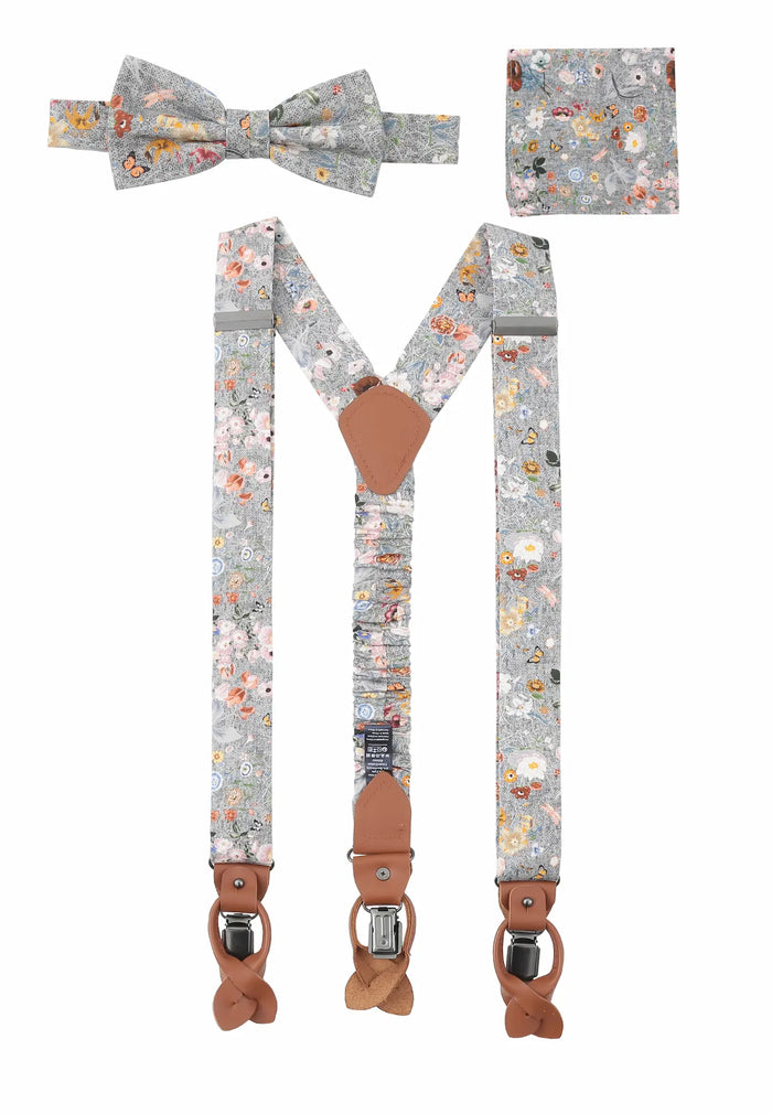 Hosenträger Set Herren aus Seide & Baumwolle – Blumenmuster