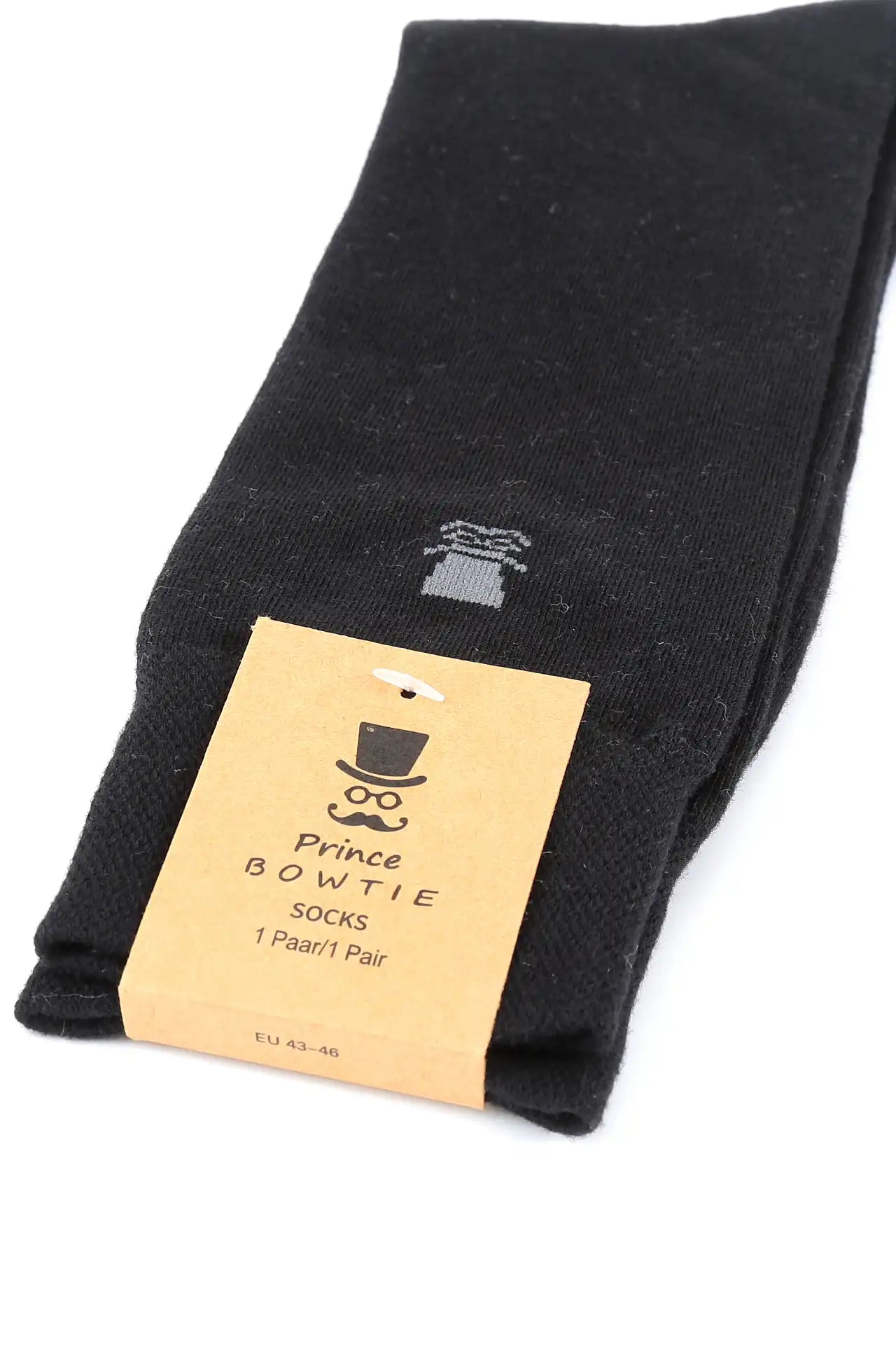 (Schwarz) Herren Socken Uni mit Prince Bowtie Etikett – Verpackung
