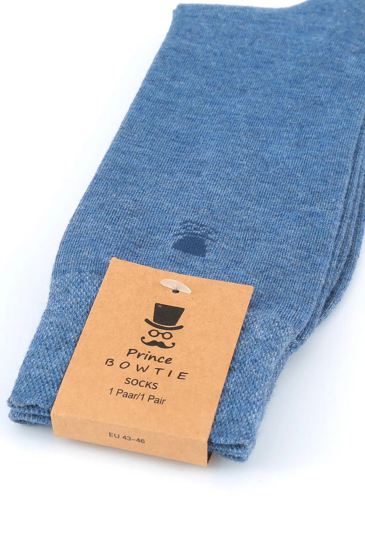 (Hellblau) Herren Socken Uni mit Prince Bowtie Etikett – Verpackung