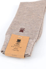 (Beige) Herren Socken Uni mit Prince Bowtie Etikett – Verpackung
