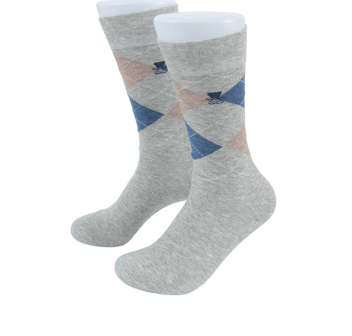Herren Socken aus Baumwolle – Argyle - Hellgrau / 39-42