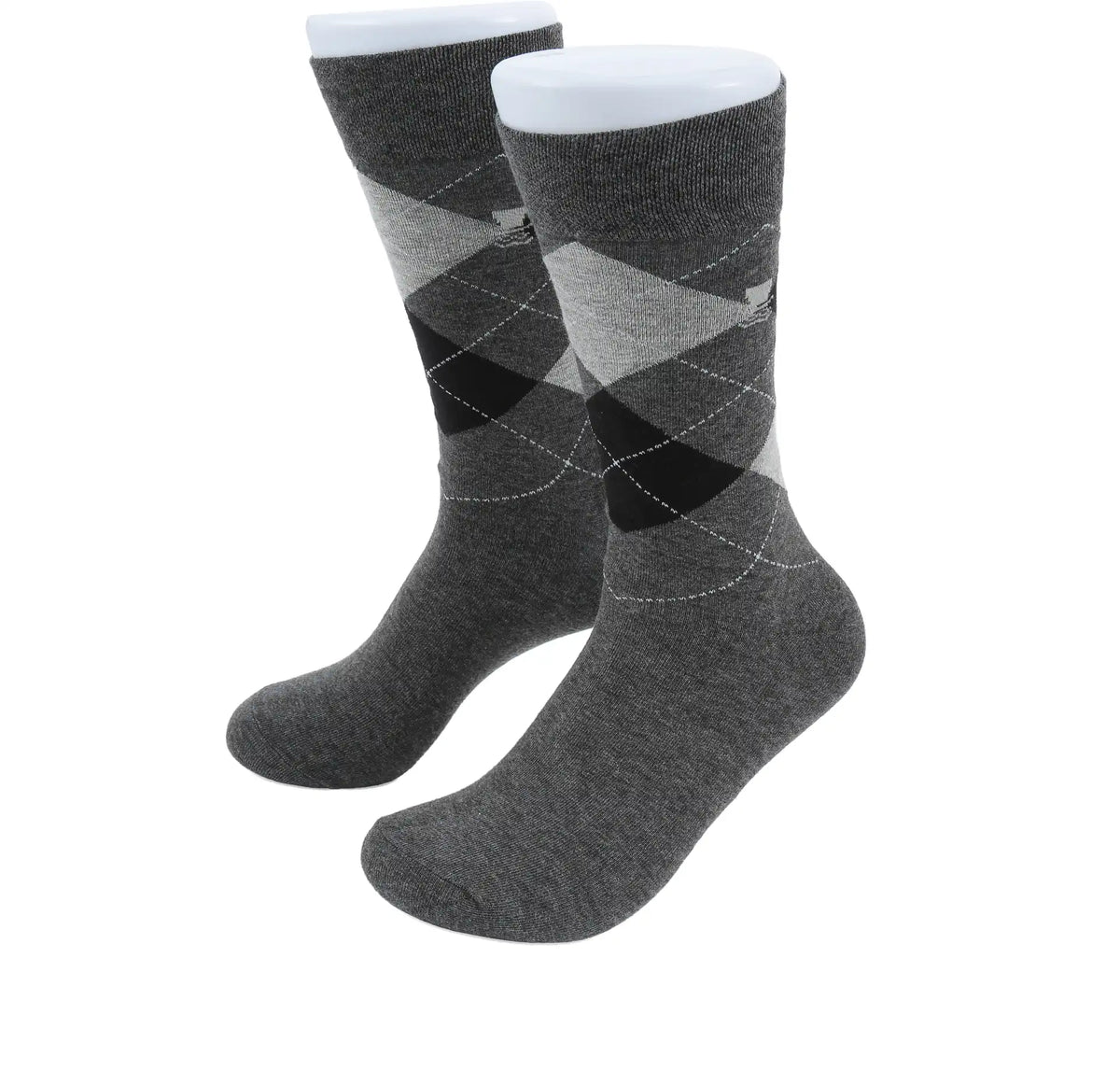 (Anthrazit) Herren Socken Argyle-Muster Baumwolle – Trageansicht