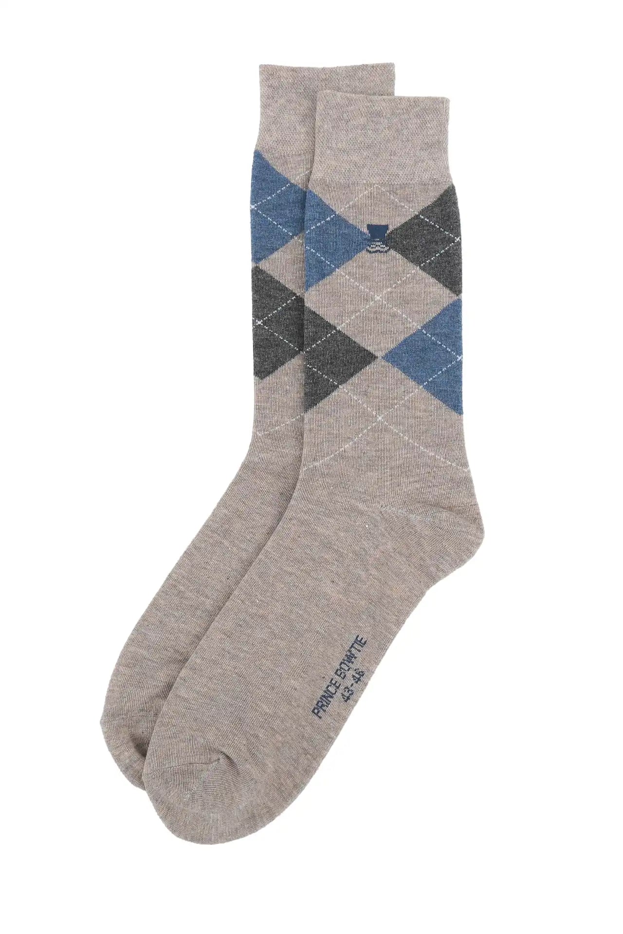 (Beige) Herren Socke Argyle-Muster Baumwolle – Detailansicht Rautenmuster