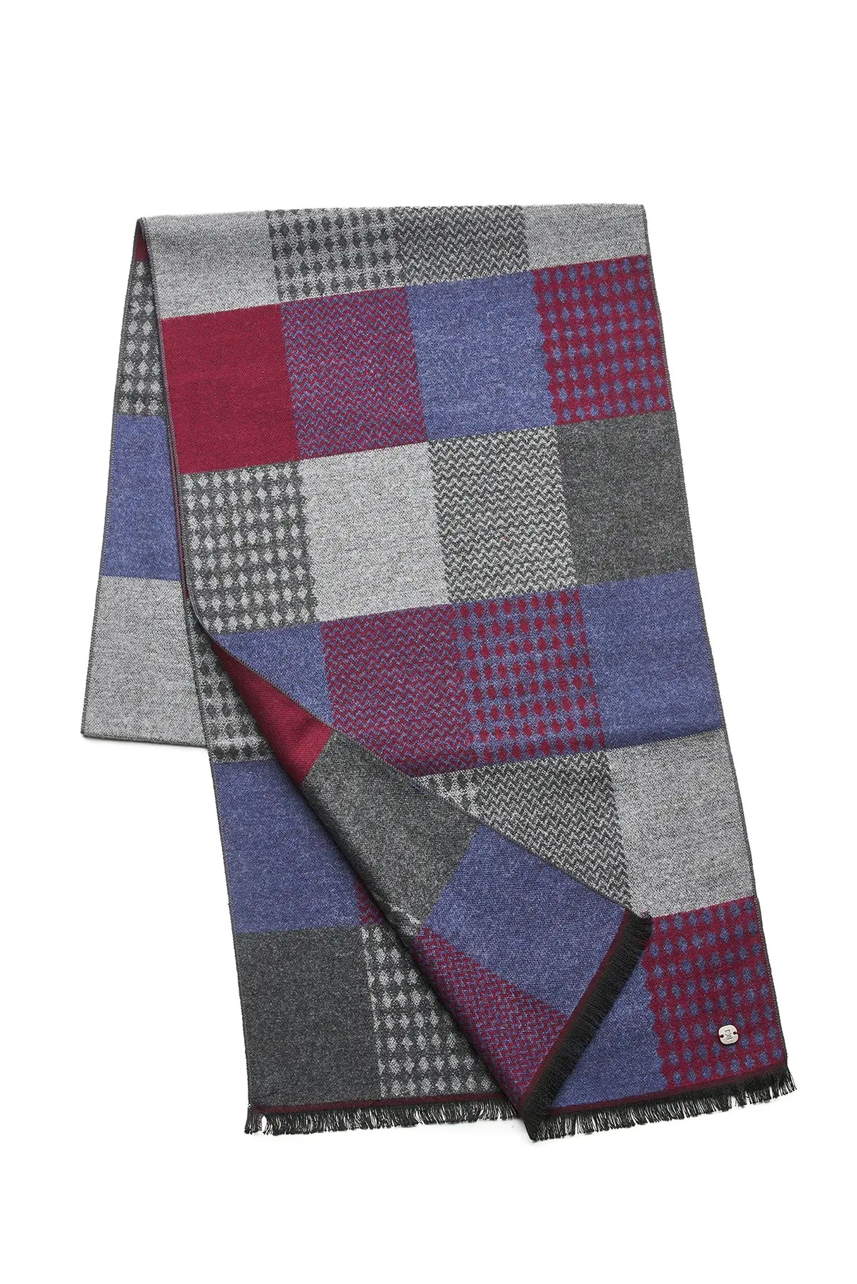 Schal Herren Bambus Patchwork - Bordeaux