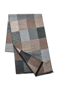 (Braun) Schal Herren Bambus Patchwork nachhaltig – gefaltet