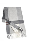 (Grau) Kaschmirschal Herren 100% Cashmere Karo – gefaltet mit Fransen