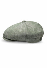(Mint) Newsboy Cap Herren aus Leinen – Ballonmütze Detailansicht