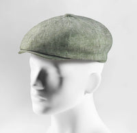 (Mint) Ballonmütze Herren Leinen – Newsboy Cap seitliche Ansicht auf Mannequin