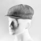 (Grau) Ballonmütze Herren Leinen – Newsboy Cap seitliche Ansicht auf Mannequin