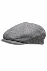 (Grau) Ballonmütze Tweed Newsboy Cap – Detailansicht schräg