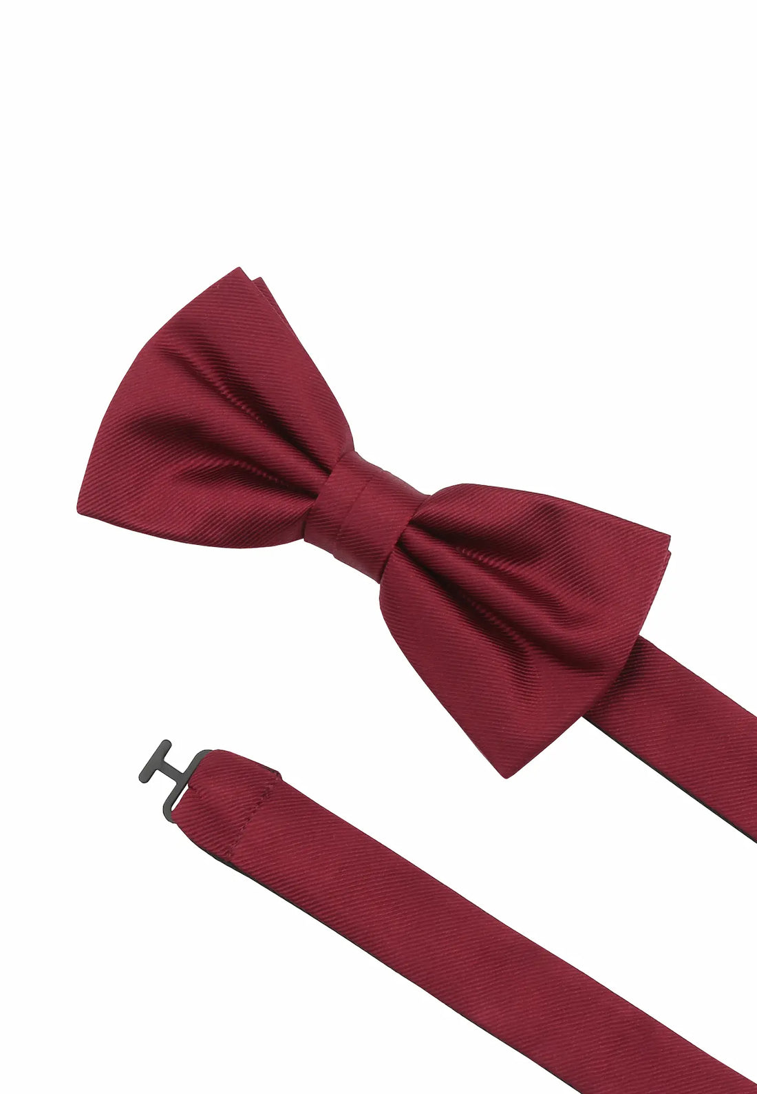 (Bordeaux) Vorgebundene Fliege, Detailansicht Knoten und verstellbares Band