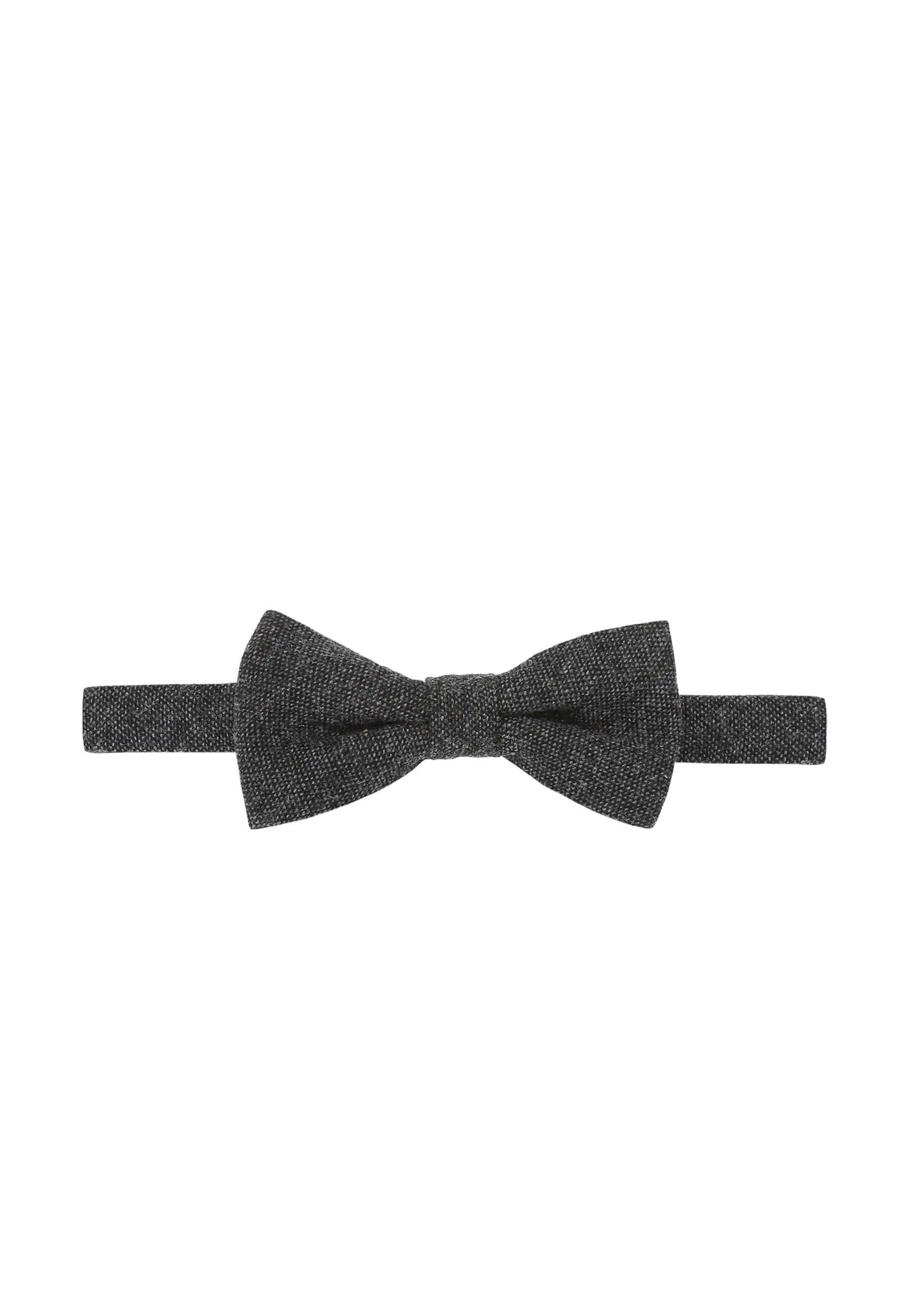 (Anthrazit) Fliege Herren Tweed Wolle – Frontalansicht mit Größenband