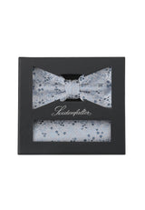 (Hellblau) Seidenfalter Fliege-Einstecktuch Set in Geschenkbox, florales Muster