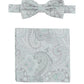 (Grün) Fliege und Einstecktuch Set Hochzeit Paisley – Fliege und Tuch ausgelegt