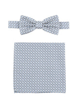(Blau) Fliege und Einstecktuch Set Hochzeit Kreise – Fliege und Tuch ausgelegt