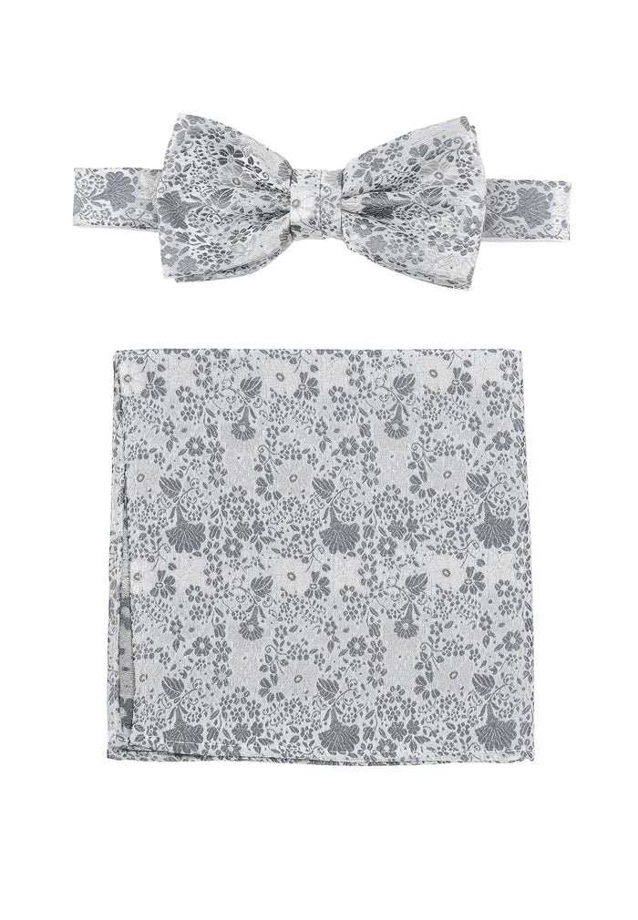 Hochzeitsfliege Einstecktuch Set Herren aus Seide – Floral