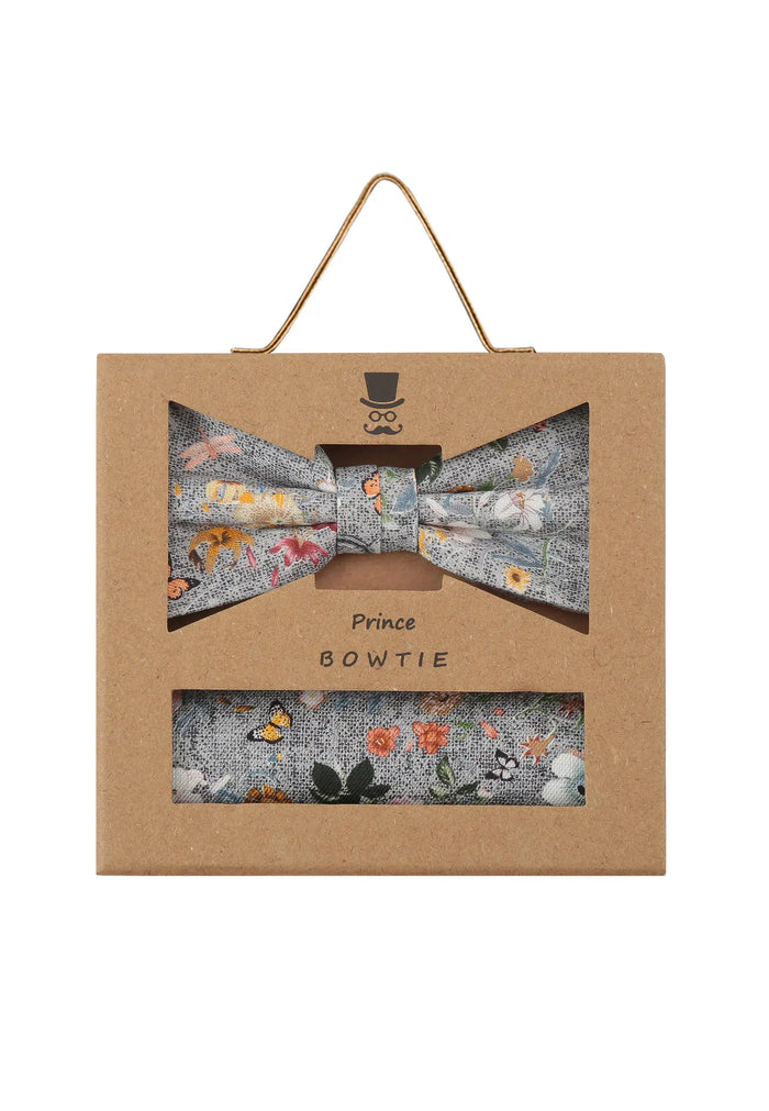 Fliege Einstecktuch Set Herren aus Seide & Baumwolle – Blumenmuster