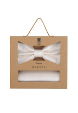 (Off-White) Fliege Einstecktuch Set Herren Mikromuster Seide – Geschenkverpackung Prince Bowtie