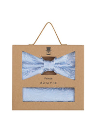 (Hellblau) Fliege Einstecktuch Set Herren Paisley Seide – Geschenkverpackung Prince Bowtie