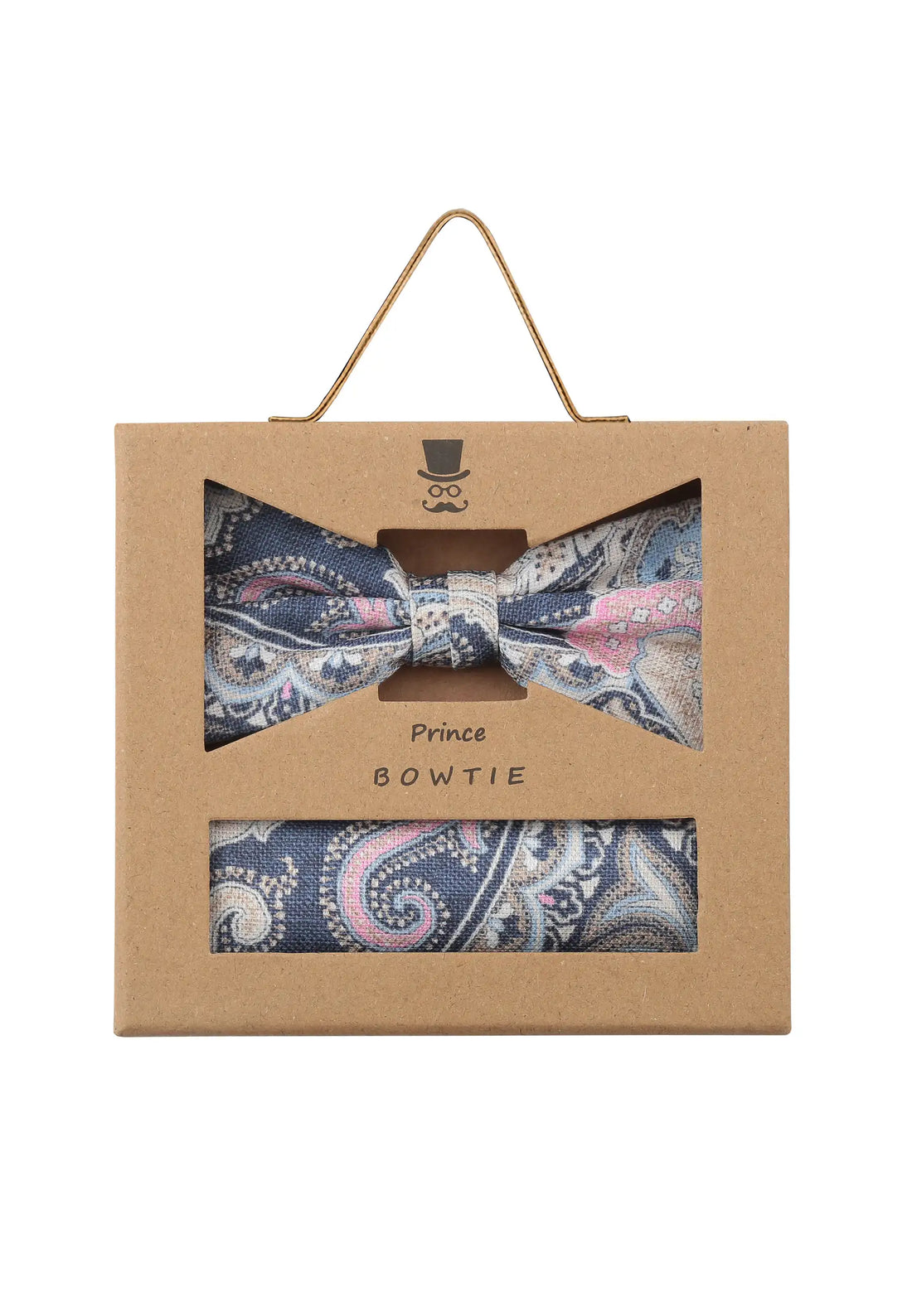 (Dunkelblau) Fliege Einstecktuch Set Paisley-Muster – Geschenkverpackung Prince Bowtie