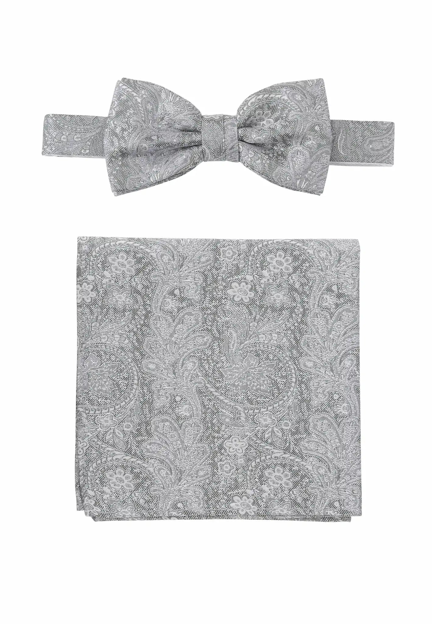 (Mint) Fliege Einstecktuch Set Herren Paisley Seide – Gesamtansicht