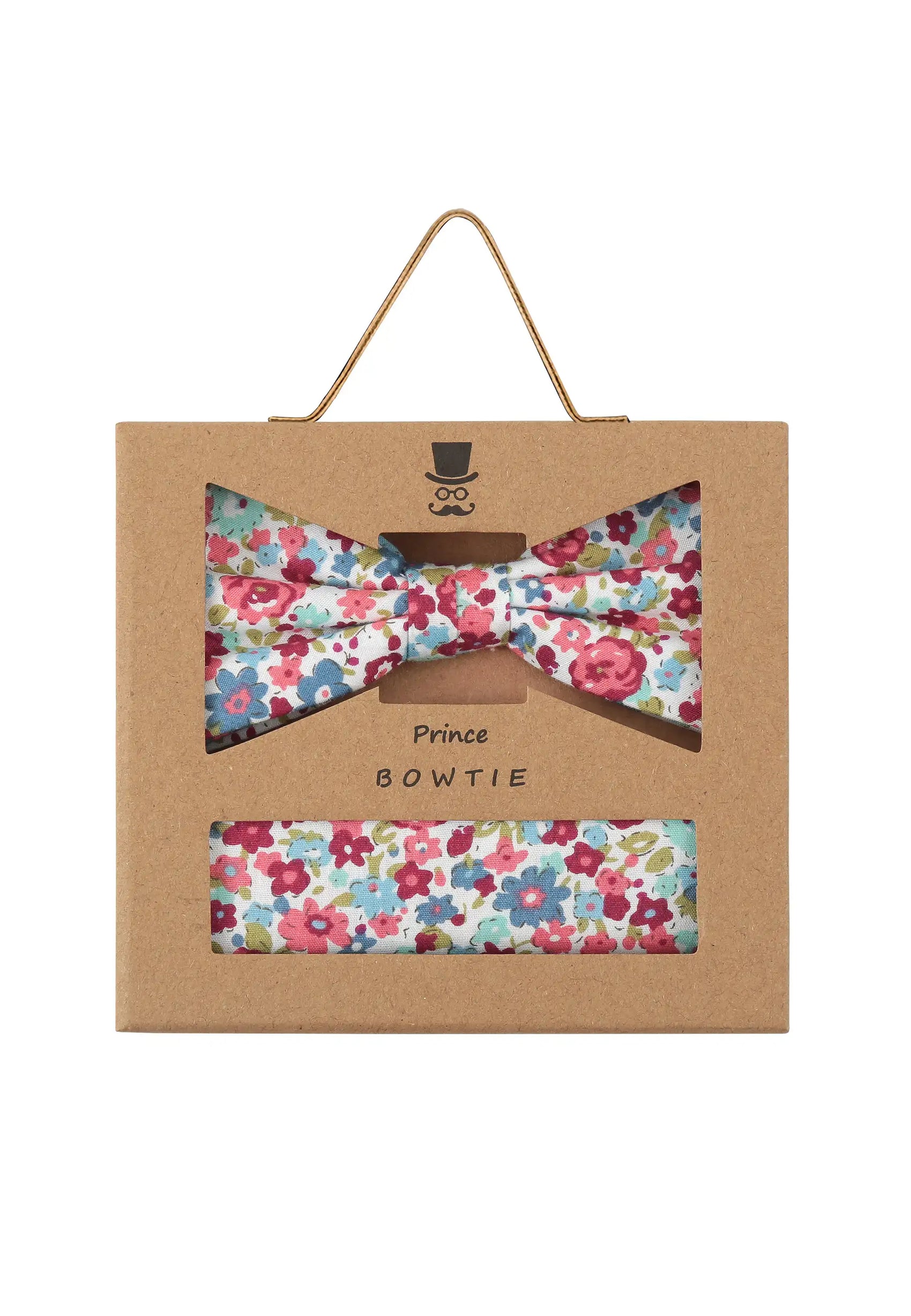 (Koralle) Fliege Einstecktuch Set Blumenmuster Baumwolle – Geschenkverpackung Prince Bowtie