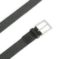 (Schwarz) Elastischer Flechtgürtel 3,5 cm – Schnalle und Lederspitze Detailansicht