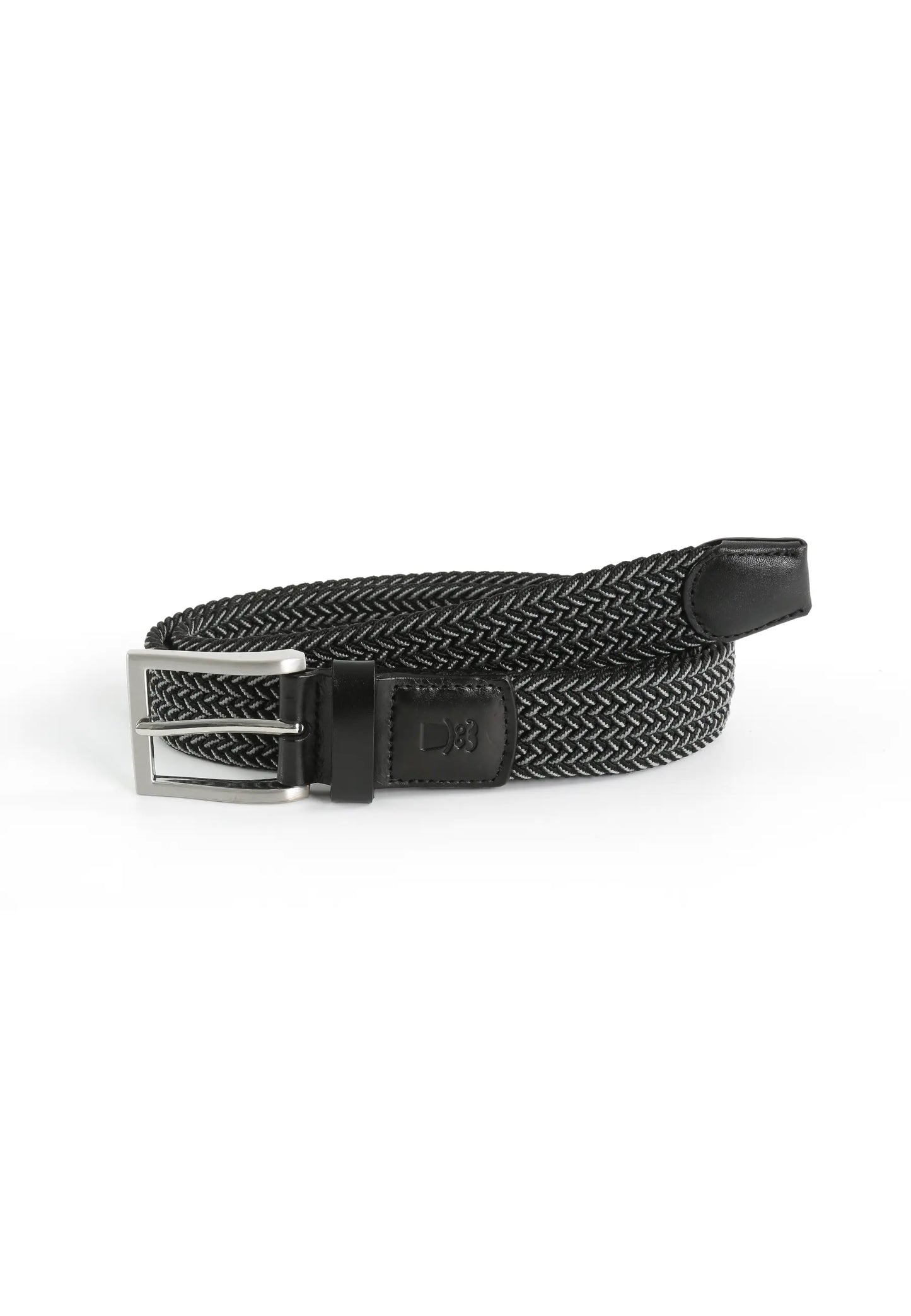 (Schwarz) Flechtgürtel Herren elastisch – geflochtener Stretchgürtel aufgerollt
