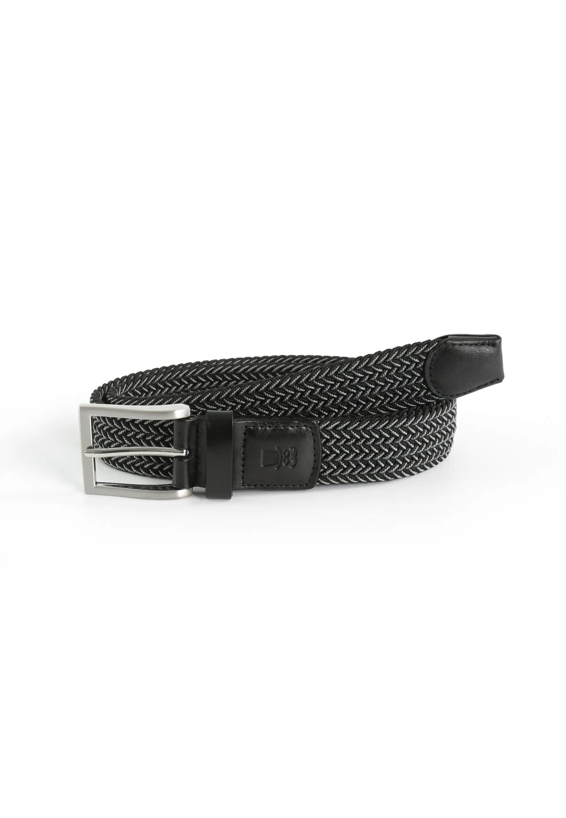 (Schwarz) Flechtgürtel Herren elastisch – geflochtener Stretchgürtel aufgerollt