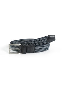 (Dunkelblau) Flechtgürtel Herren elastisch – geflochtener Stretchgürtel aufgerollt