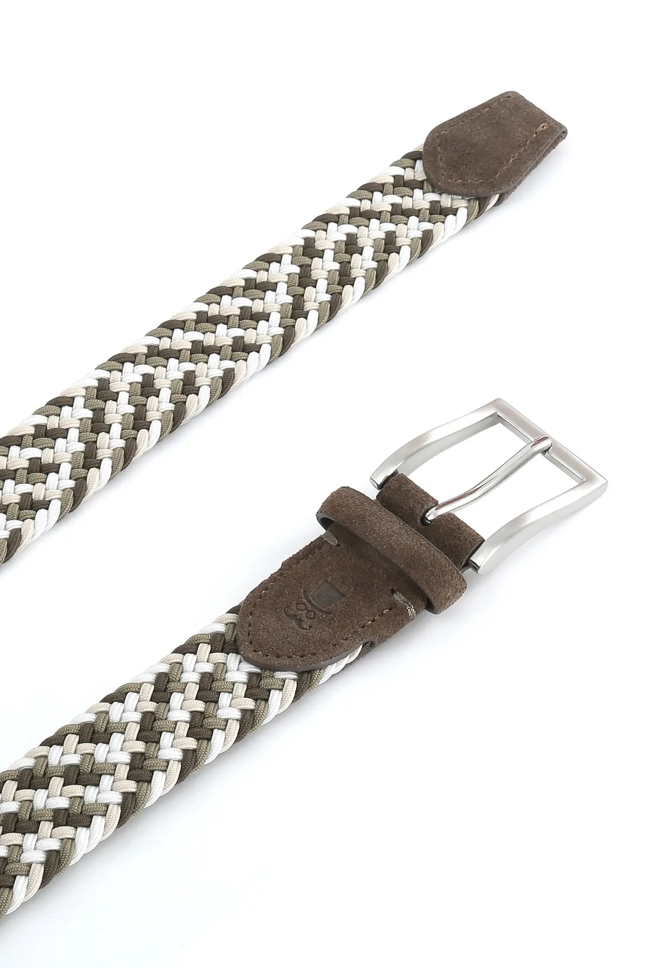 (Grün) Flechtgürtel multicolor Schnalle Silber – Detailansicht Veloursleder