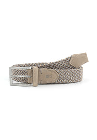(Taupe) Flechtgürtel Herren meliert elastisch – Stretchgürtel aufgerollt
