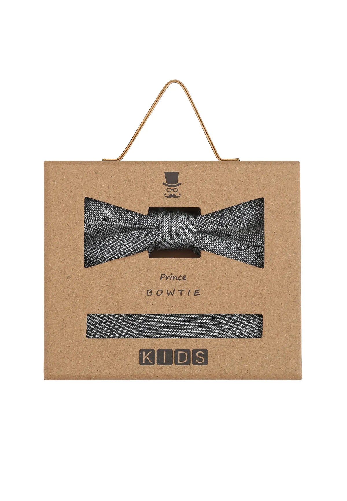 (Grau) Kids Fliege Einstecktuch Set Leinen – Geschenkverpackung Prince Bowtie