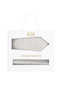 (Beige) Krawatte Einstecktuch Set Kreise Seide – Sterlington Geschenkbox Frontalansicht