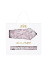 (Rosa) Krawatte Einstecktuch Set Floral Seide – Sterlington Geschenkbox Frontalansicht