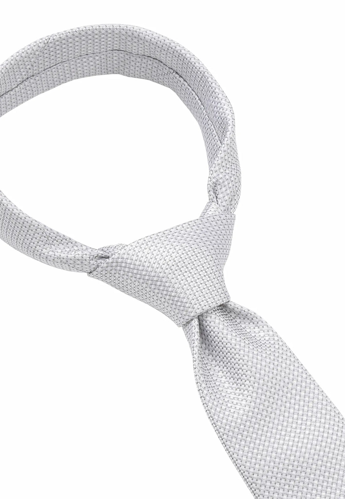 (Silber) Krawatte Mikromuster Seide – Knotendetail
