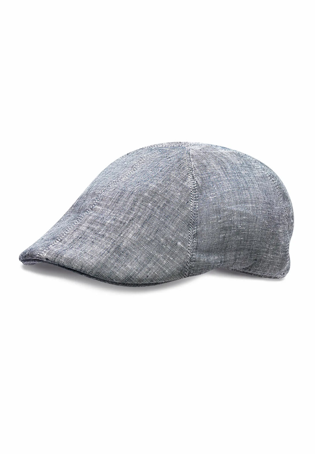 (Blau) Leinen-Schiebermütze Herren – Flat Cap Seitenansicht