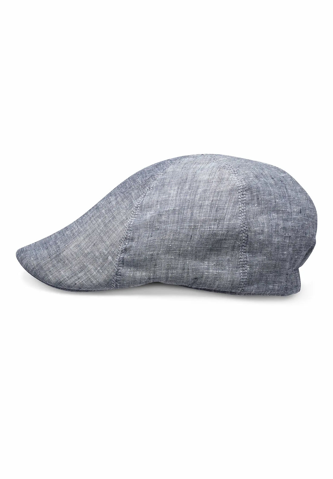 (Blau) Flat Cap Herren aus Leinen – Schiebermütze Detailansicht