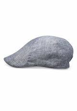 (Blau) Flat Cap Herren aus Leinen – Schiebermütze Detailansicht