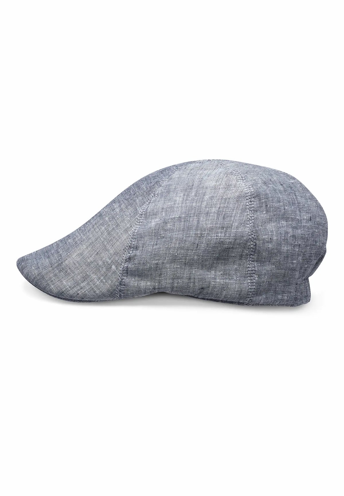 (Blau) Flat Cap Herren aus Leinen – Schiebermütze Detailansicht