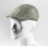 (Mint) Schiebermütze Herren Leinen – Flat Cap seitliche Ansicht auf Mannequin