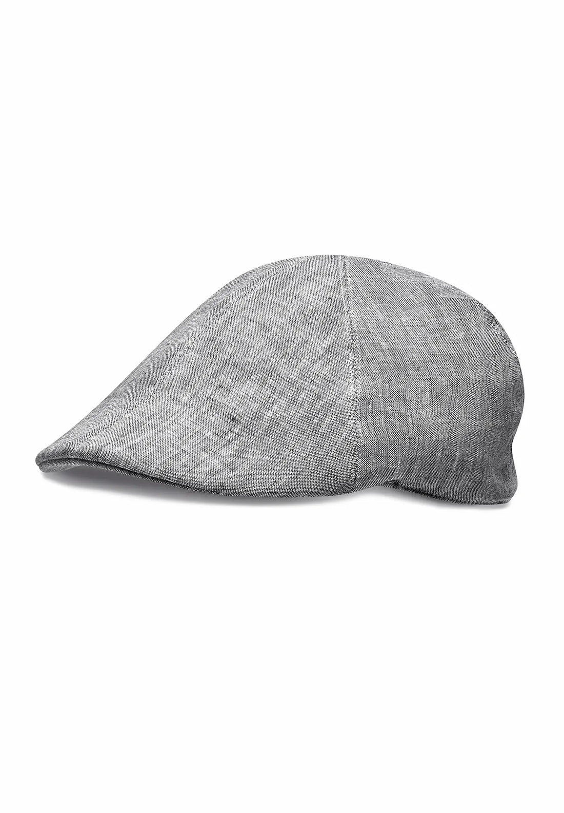 (Grau) Leinen-Schiebermütze Herren – Flat Cap Seitenansicht