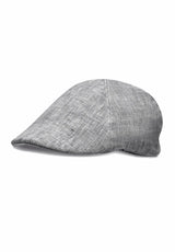 (Grau) Leinen-Schiebermütze Herren – Flat Cap Seitenansicht