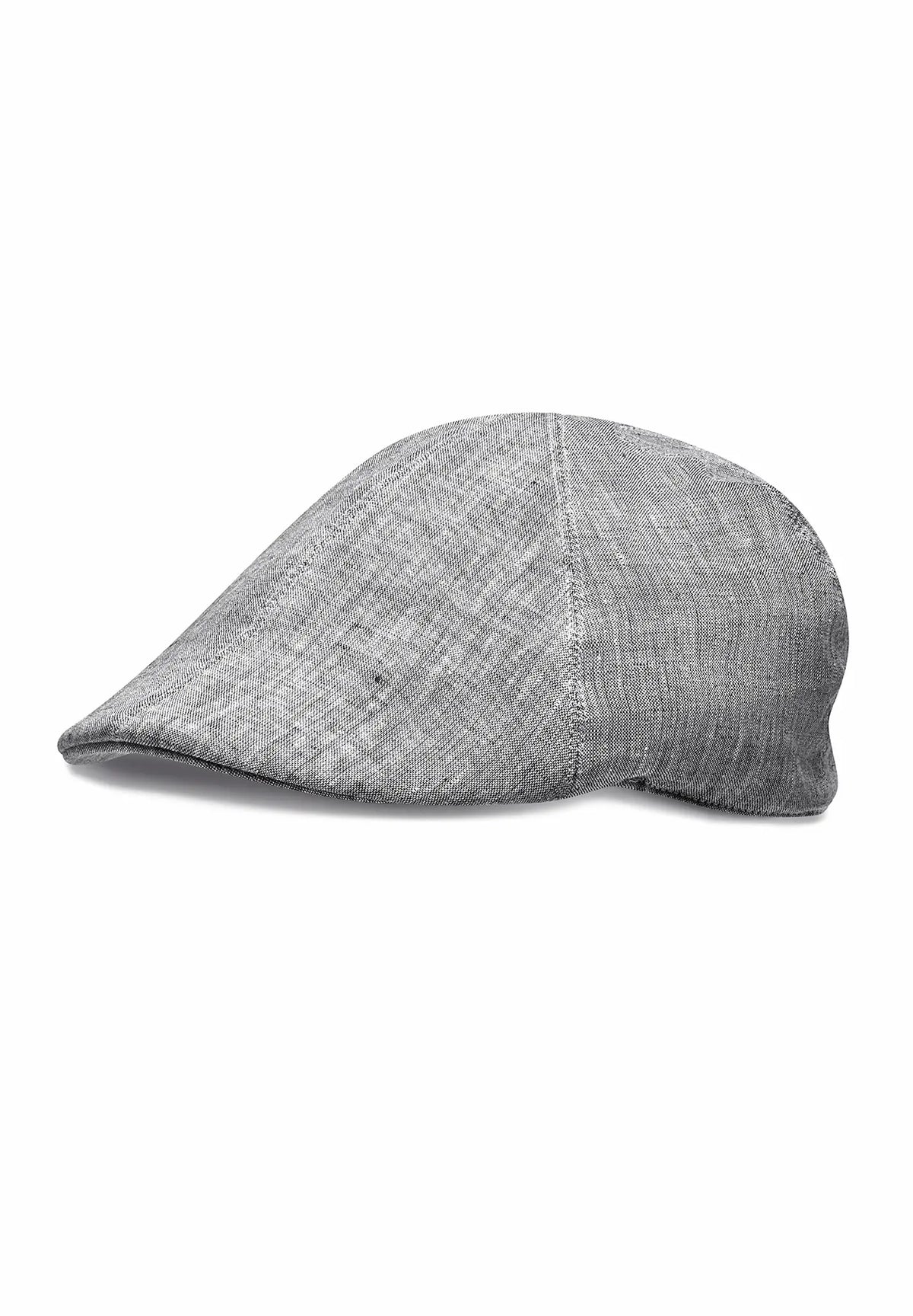 (Grau) Leinen-Schiebermütze Herren – Flat Cap Seitenansicht