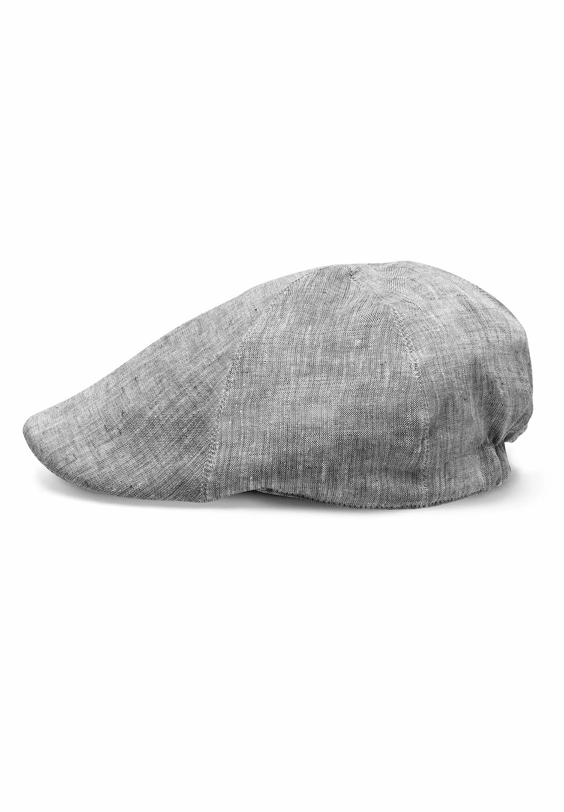 (Grau) Flat Cap Herren aus Leinen – Schiebermütze Detailansicht