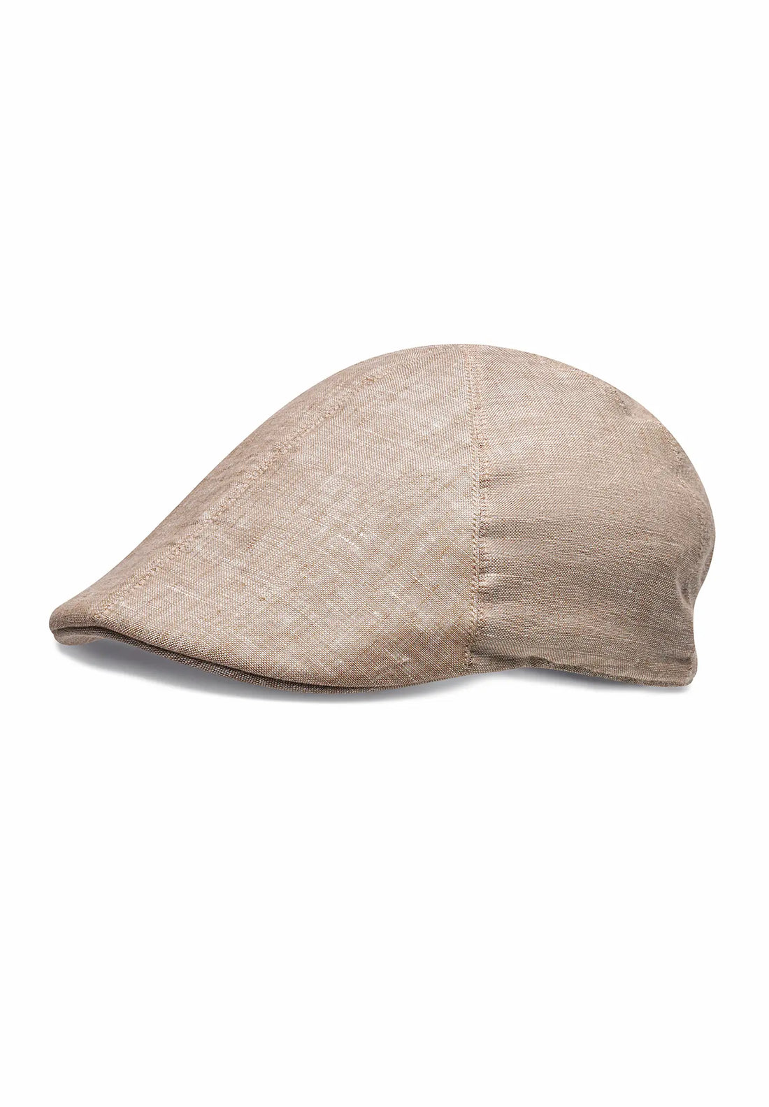 (Beige) Leinen-Schiebermütze Herren – Flat Cap Seitenansicht