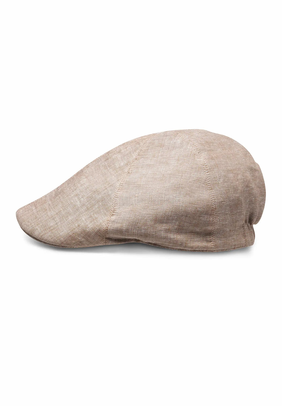 (Beige) Flat Cap Herren aus Leinen – Schiebermütze Detailansicht